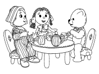 A coloring page of andy pandy